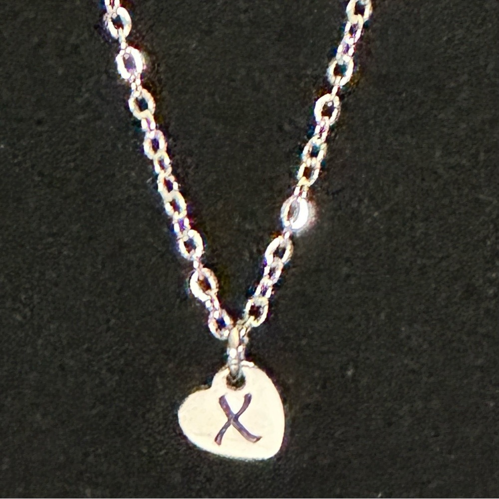 Stainless Steel Dainty Heart Initial 'X' Pendant Necklace Women’s Girl’s Jewelry